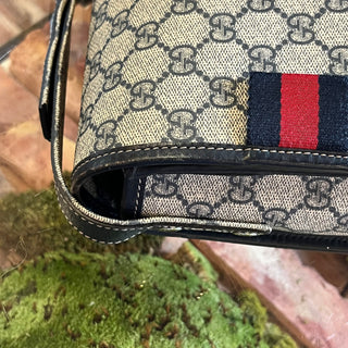 GUCCI Blue GG Supreme Web Messenger Bag