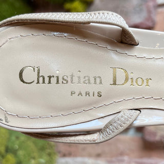 DIOR CD Beige Patent Leather Slingback Pumps SZ 38 (US 8)