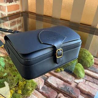 BURBERRY Bridle Square Large Navy Leather Shoulder Bag