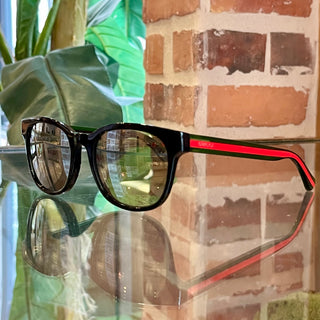 GUCCI GG00050 Green Red Web Stripe Acetate Wayfarer Sunglasses