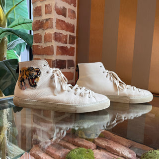 GUCCI Mens White Leather Tiger High Top Sneakers SZ 10.5