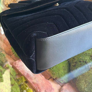 SAINT LAURENT Loulou Small Black Velvet Y Quilted Matelassé Crossbody Bag
