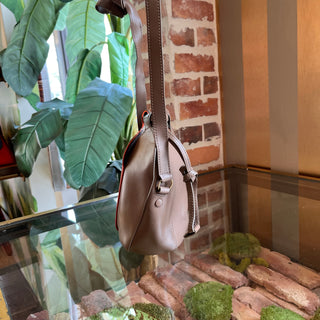 CHLOE Tulip Mini Taupe Orange Calfskin Leather Bucket Bag