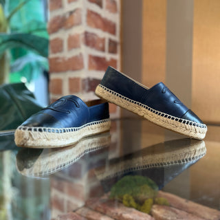 CHANEL CC Blue Leather Espadrilles SZ 36 (US 6)