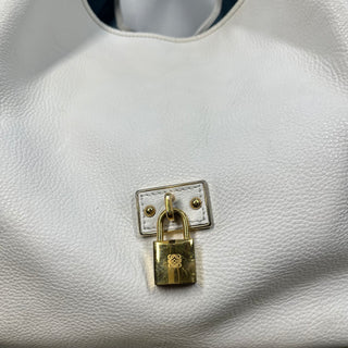 LOEWE Calle Leather White Hobo Shoulder Bag