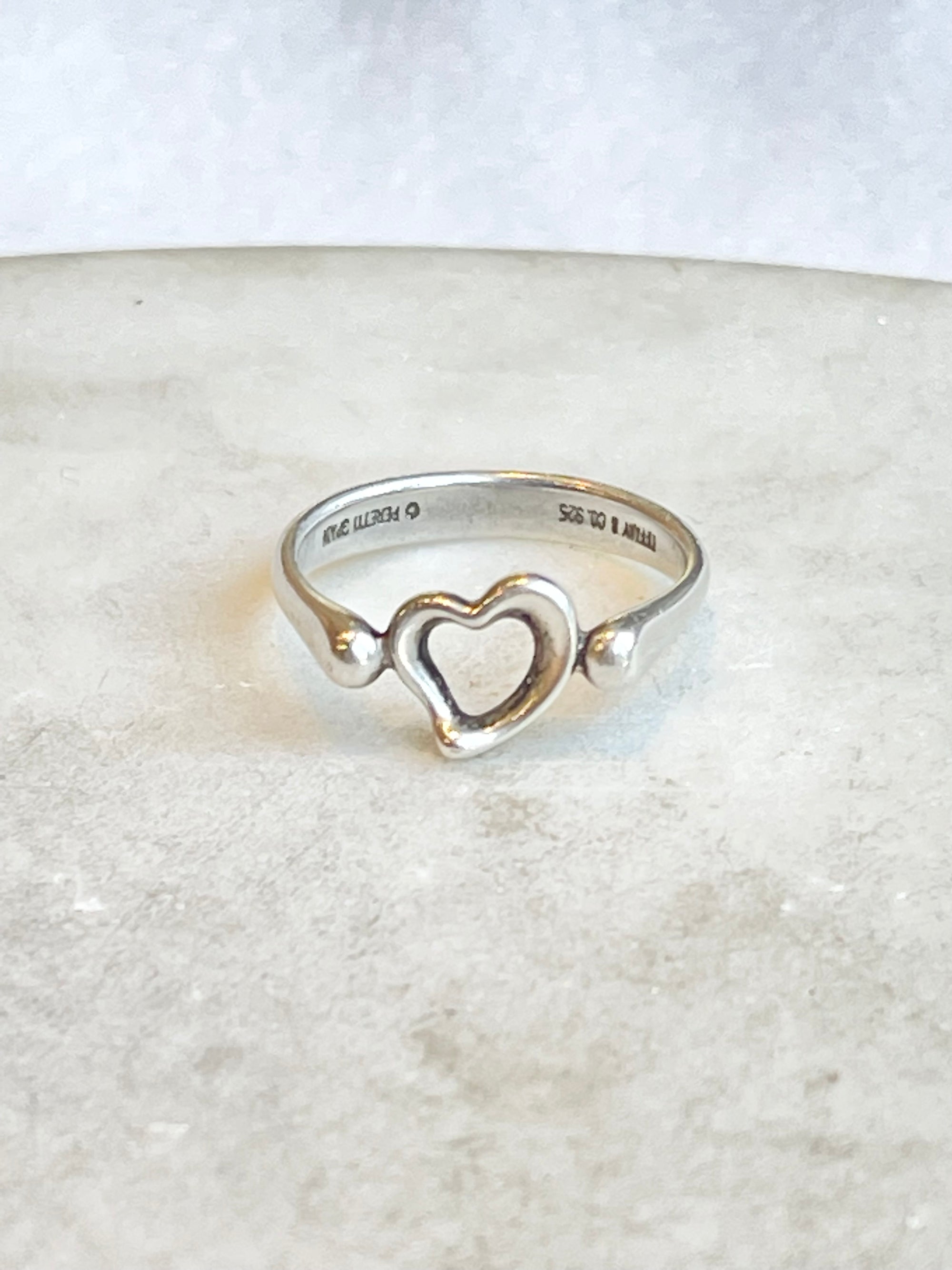 TIFFANY & CO. Sterling Silver Elsa Peretti Open Heart Ring