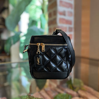 SAINT LAURENT YSL Vanity 80s Quilted Grained Leather Crossbody Bag