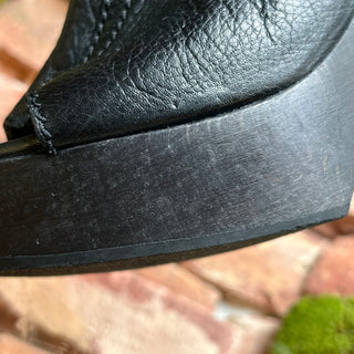 SAINT LAURENT Black Leather Wooden Platform Heels SZ 41 (US 11)