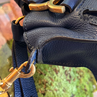 CHLOE Marcie Medium Royal Navy Calfskin Leather Shoulder Bag