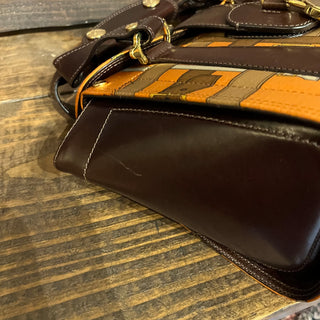 BURBERRY Orange Scarf Print Tote Bag