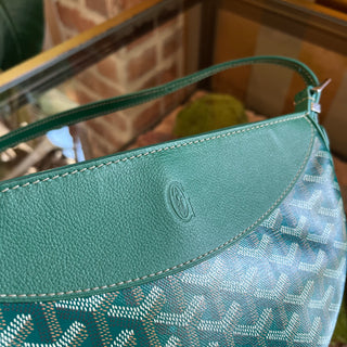 GOYARD Hirondelle Half Moon Green Goyardine Canvas Chevroches Calfskin Crossbody