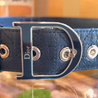 DIOR Cannage D Buckle Black Leather Belt SZ 90