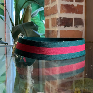 GUCCI Green Red Web Stripe Elastic Torchon Buckle Belt SZ60/24