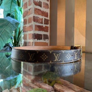 LOUIS VUITTON Brown Monogram Coated Canvas Belt 30/90