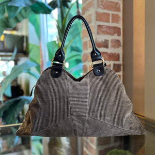 FENDI Trapeze Brown Corduroy Vintage Tote