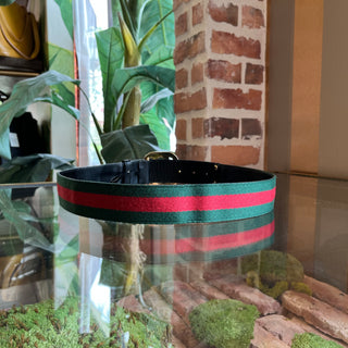 GUCCI Bamboo Gold GG Green Red Web Stripe Belt SZ80/32(4US)
