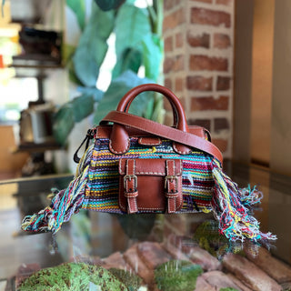 CHLOÉ Edith Day Multicolor Wool Tweed Fringe Satchel Bag