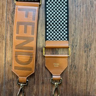 FEND IStrap You Ribbon Vitello King Logo Embossed Gingham Woven Adjustable Bag Strap