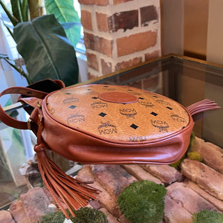 MCM Circle Vintage Cognac Visetos Monogram Canvas Crossbody Bag