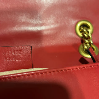 GUCCI GG Marmont Red Matelassé Calfskin Leather Shoulder Bag