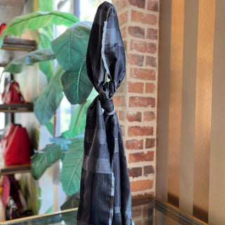 BURBERRY Black Silk Check Scarf