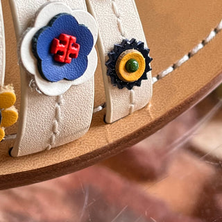 TORY BURCH White Marguerite Applique Wrap Leather Sandals SZ 8