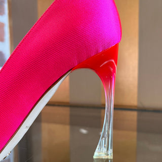 DIOR Hot Pink Canvas Peep Toe Heels SZ 38 (US 8)