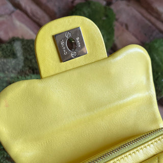 CHANEL New Mini Flap Yellow Quilted Lambskin Leather Shoulder Bag