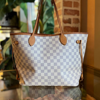 LOUIS VUITTON Neverfull MM Damier Azur Canvas Tote Bag