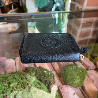 GUCCI Soho Zippy Black Dollar Calfskin Tassel  Compact Wallet