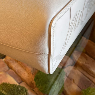 CHRISTIAN LOUBOUTIN Cabatta Small Spikes East West White Leather Tote