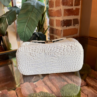 BRAMIN White Croc Embossed Iridescent Crossbody