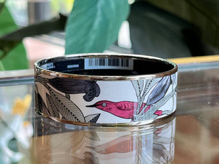 HERMES Faux Gris Tree Of Song Enamel Wide Bangle