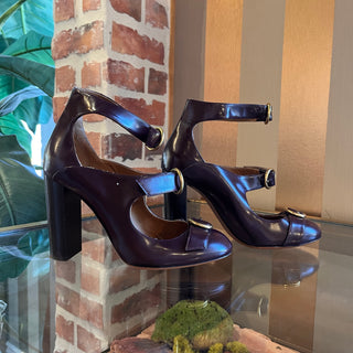 CHLOE Maroon Buckle Leather Heels SZ 36 (US 6)