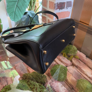 GUCCI 1961 Medium Black Smooth Calfskin Leather Tote Bag