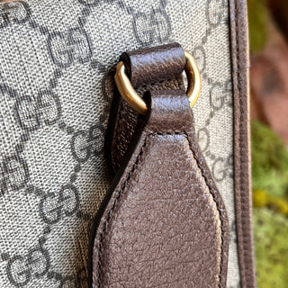 GUCCI Neo Vintage Flap Messenger  Beige GG Supreme Monogram Web Crossbody Bag