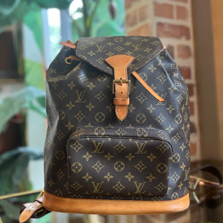 LOUIS VUITTON Montsouris GM Brown Monogram Canvas Drawstring Backpack