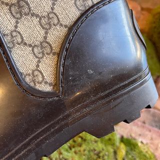 GUCCI Fur Lined GG Web Rain Boots SZ 38 (US 8)
