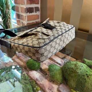 GUCCI Dark Brown Monogram Canvas Messenger Bag