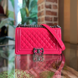 CHANEL Old Medium Boy Flap Quilted Patent Leather Shoulder Bag