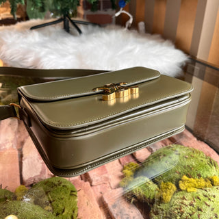 CELINE Triomphe Classique Medium Green Shiny Calfskin Shoulder Bag