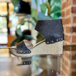 CHANEL Vintage Animal Print Leather Wedges 38.5