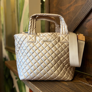 MZ WALLACE Metro Tote Pale Rose Gold Metallic Quilted Tote