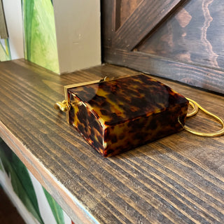 CHANEL Minaudiere Brown Tortoiseshell Acrylic Vintage Crossbody
