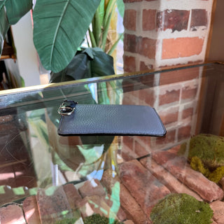 FENDI Gray Leather Card Holder Key Ring