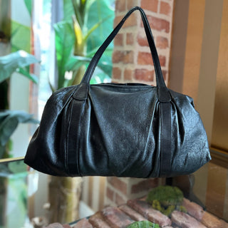 VALENTINO Petale Rose Black Leather Tote Bag