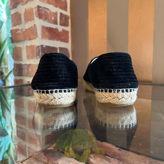 CHANEL CC Black Velvet Grosgrain Espadrilles SZ 41 (US 11)