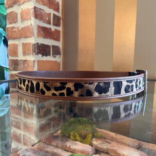 DOLCE & GABBANA Leopard Print Canvas Reversible Belt SZ 85/34