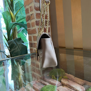 GUCCI GG Marmont Taupe Matelasse Chevron Leather Crossbody Bag