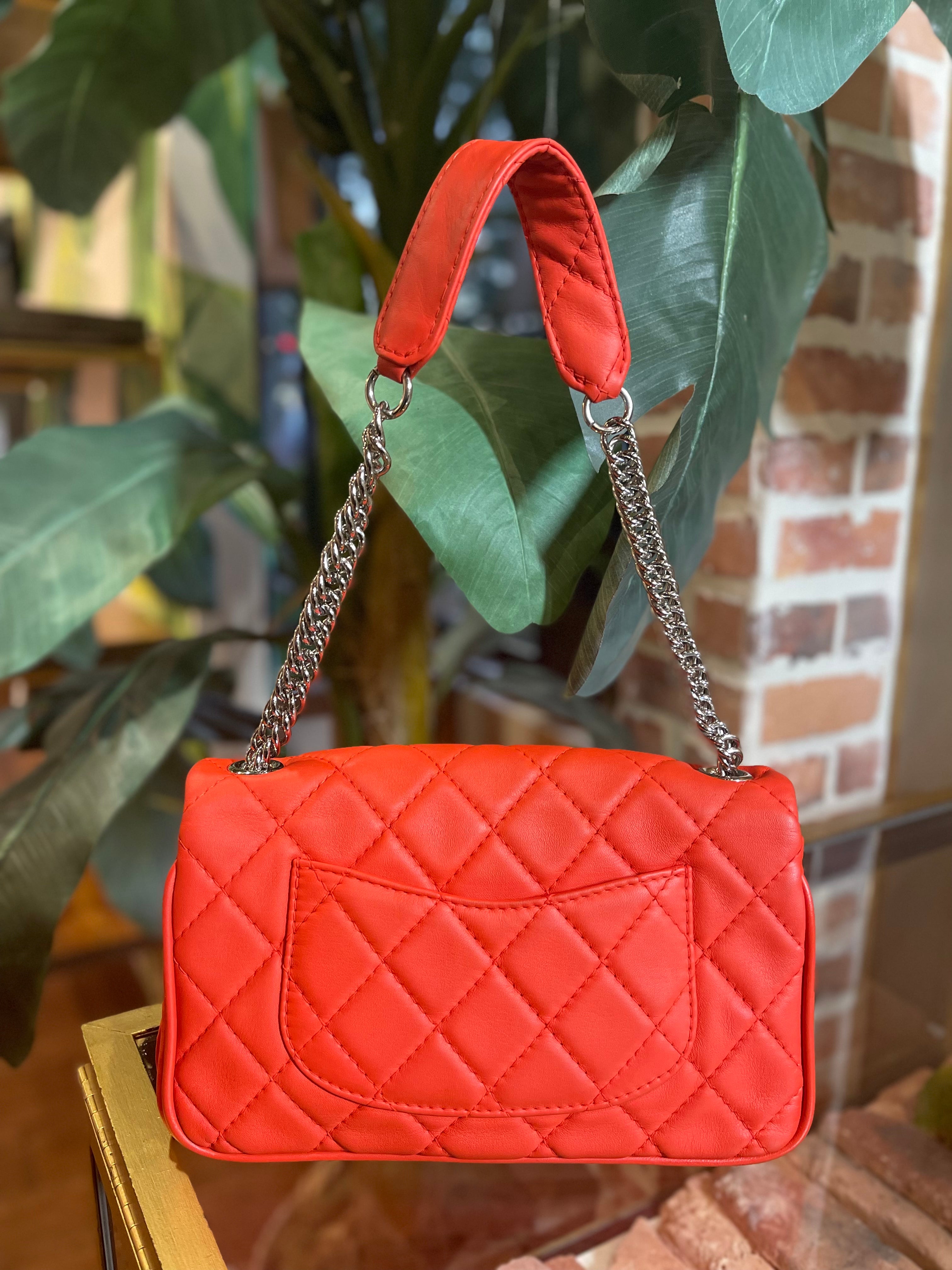 CHANEL Red Lambskin Quilted Icons Secret Label Flap Bag - The Purse Ladies